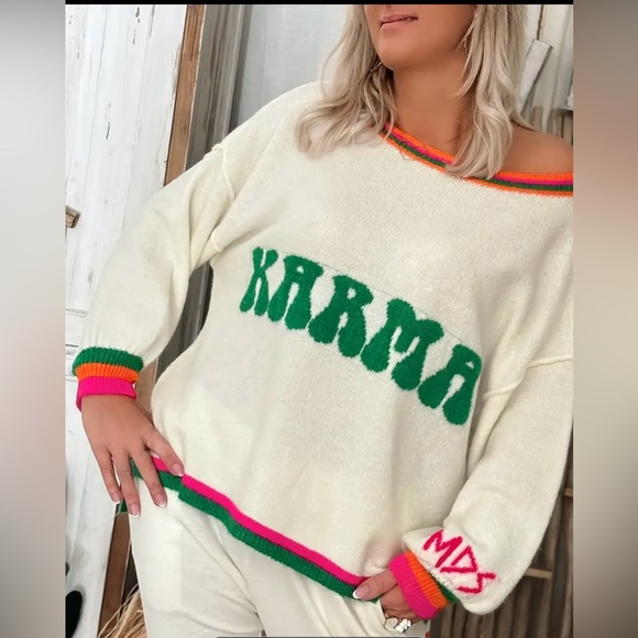 NIB KARMA throw back sweater - Picture 2 of 5